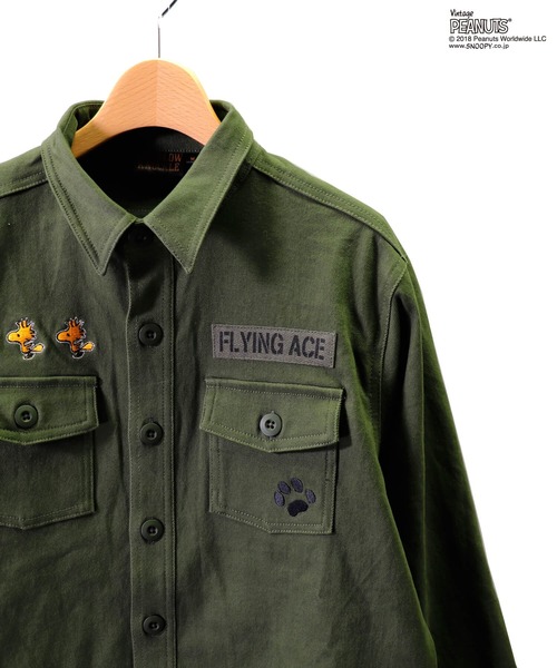 PEANUTS(ピーナッツ)の「LOWBLOW KNUCKLE / ローブローナックル / PEANUTS / FLYING ACE ミリタリーシャツ(M2)(シャツ/ブラウス・メンズ・ベージュ/ブラック/グリーン・L/XL/M/XXL)」の17枚目の写真