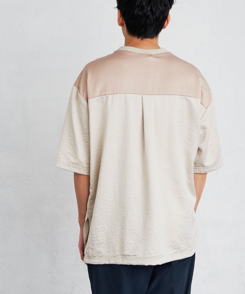 Loungewear tokyo(ラウンジウェアトウキョウ)の「ビッグシルエット 配色ビンテージサテン 1ポケット半袖ヘムラインカットソー(Tシャツ/カットソー・メンズ・ブラック系その他/ベージュ系その他/グリーン系その他/ブルー系その他・L/M)」の12枚目の写真