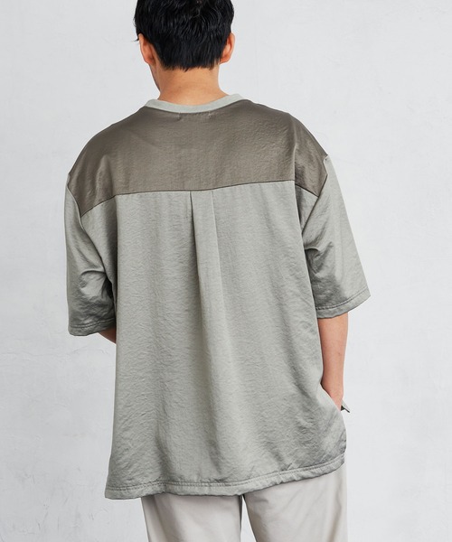 Loungewear tokyo(ラウンジウェアトウキョウ)の「ビッグシルエット 配色ビンテージサテン 1ポケット半袖ヘムラインカットソー(Tシャツ/カットソー・メンズ・ブラック系その他/ベージュ系その他/グリーン系その他/ブルー系その他・L/M)」の16枚目の写真