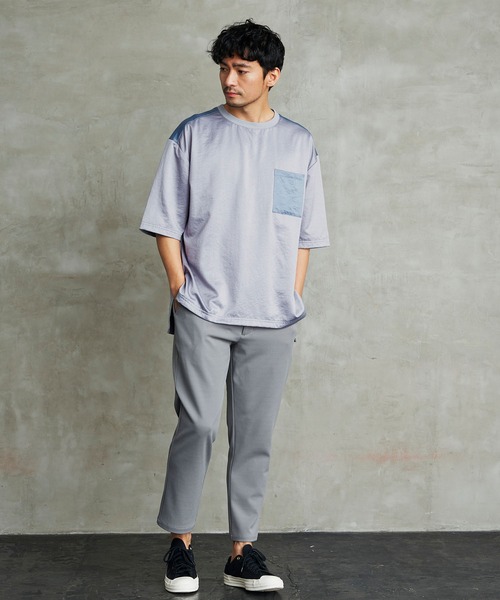 Loungewear tokyo(ラウンジウェアトウキョウ)の「ビッグシルエット 配色ビンテージサテン 1ポケット半袖ヘムラインカットソー(Tシャツ/カットソー・メンズ・ブラック系その他/ベージュ系その他/グリーン系その他/ブルー系その他・L/M)」の17枚目の写真