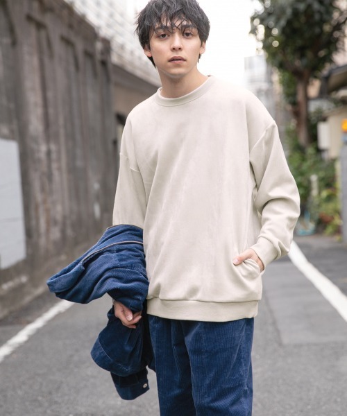 RAGEBLUE（レイジブルー）の「スウェードタッチクルーネック/931944（スウェット・メンズ・ライトブルー/パープル/オフホワイト/グレー・MEDIUM/LARGE/SMALL）」の2枚目の写真