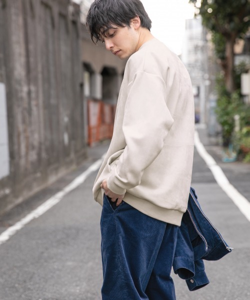 RAGEBLUE（レイジブルー）の「スウェードタッチクルーネック/931944（スウェット・メンズ・ライトブルー/パープル/オフホワイト/グレー・MEDIUM/LARGE/SMALL）」の5枚目の写真