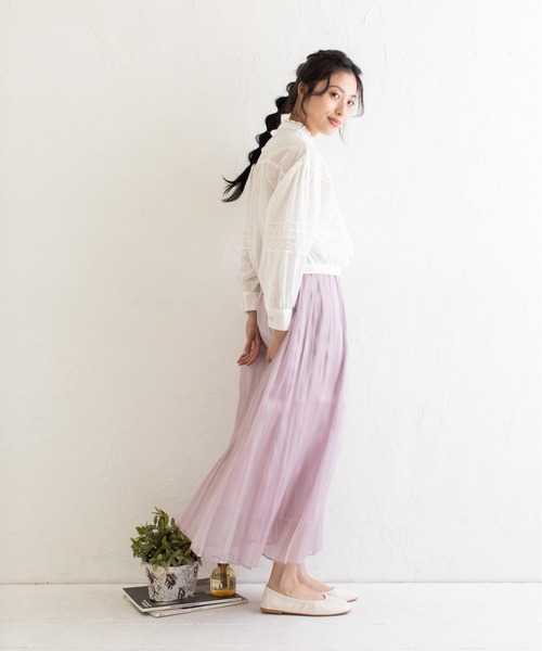 Mysa&Liina（ミーサリーナ）の「コットンレースショートブラウス（シャツ/ブラウス・レディース・ライトグレー/オフホワイト/ブルー・M）」の13枚目の写真