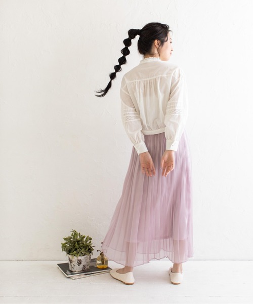 Mysa&Liina（ミーサリーナ）の「コットンレースショートブラウス（シャツ/ブラウス・レディース・ライトグレー/オフホワイト/ブルー・M）」の16枚目の写真