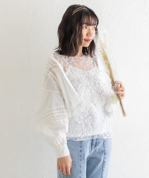Mysa&Liina（ミーサリーナ）の「コットンレースショートブラウス（シャツ/ブラウス・レディース・ライトグレー/オフホワイト/ブルー・M）」の19枚目の写真