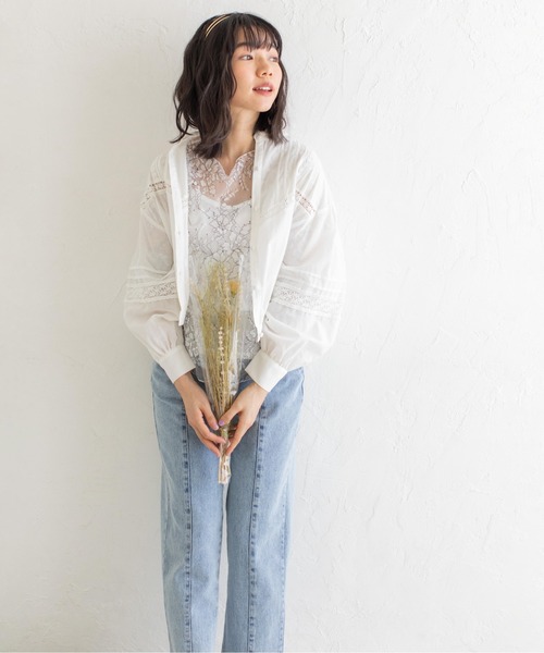 Mysa&Liina（ミーサリーナ）の「コットンレースショートブラウス（シャツ/ブラウス・レディース・ライトグレー/オフホワイト/ブルー・M）」の18枚目の写真