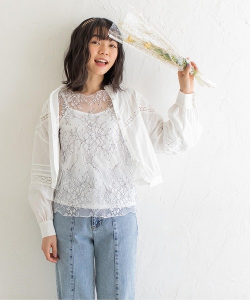 Mysa&Liina（ミーサリーナ）の「コットンレースショートブラウス（シャツ/ブラウス・レディース・ライトグレー/オフホワイト/ブルー・M）」の20枚目の写真