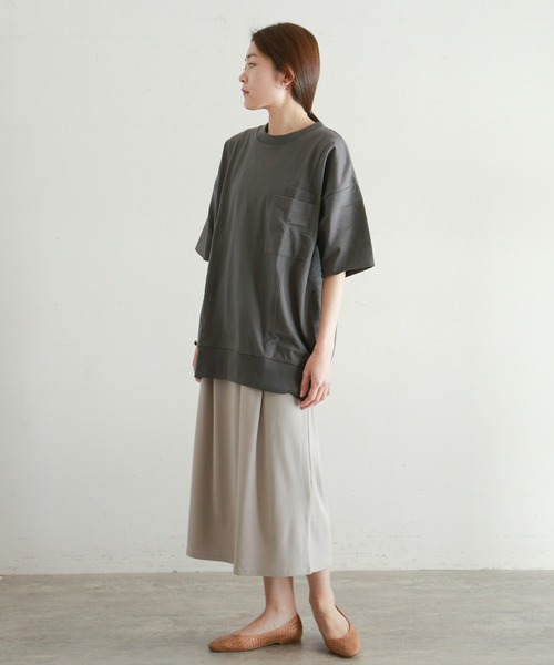NOMBRE IMPAIR(ノンブルアンペール)の「コーマ天竺 ロングポケTEE(Tシャツ/カットソー・レディース・ホワイト/グレー/グリーン・FREE)」の7枚目の写真