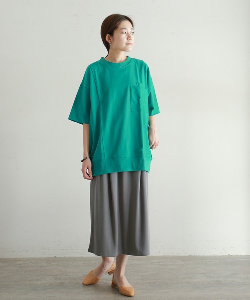 NOMBRE IMPAIR(ノンブルアンペール)の「コーマ天竺 ロングポケTEE(Tシャツ/カットソー・レディース・ホワイト/グレー/グリーン・FREE)」の10枚目の写真