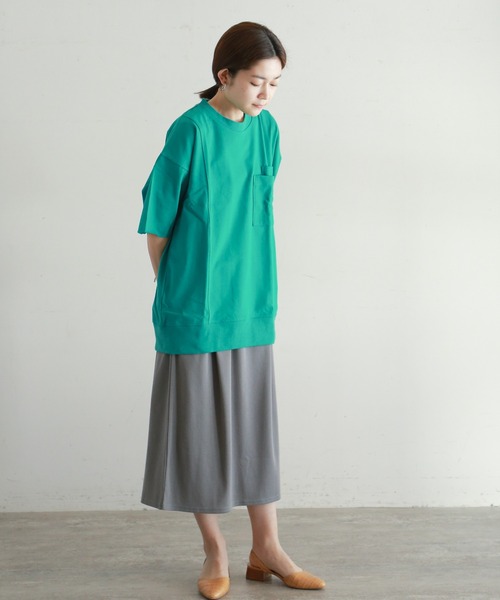 NOMBRE IMPAIR(ノンブルアンペール)の「コーマ天竺 ロングポケTEE(Tシャツ/カットソー・レディース・ホワイト/グレー/グリーン・FREE)」の8枚目の写真