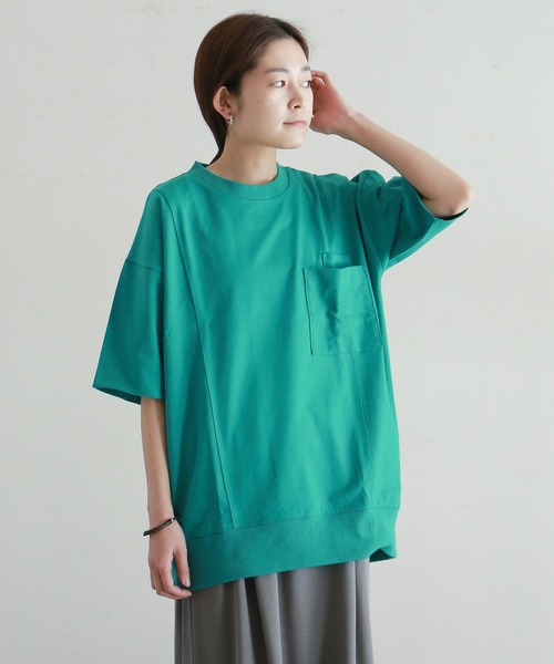 NOMBRE IMPAIR(ノンブルアンペール)の「コーマ天竺 ロングポケTEE(Tシャツ/カットソー・レディース・ホワイト/グレー/グリーン・FREE)」の12枚目の写真