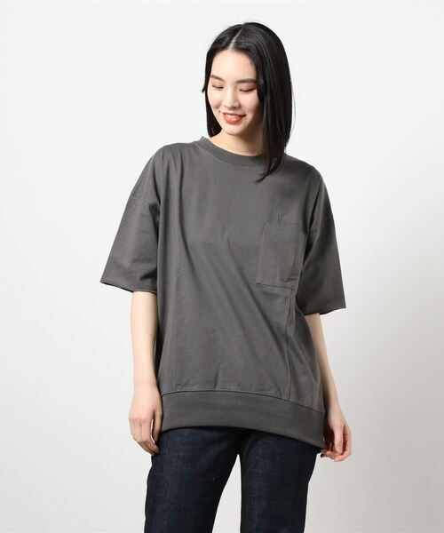 NOMBRE IMPAIR(ノンブルアンペール)の「コーマ天竺 ロングポケTEE(Tシャツ/カットソー・レディース・ホワイト/グレー/グリーン・FREE)」の13枚目の写真