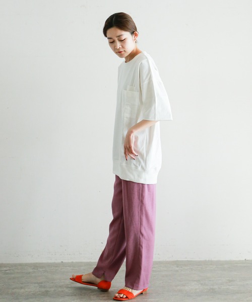 NOMBRE IMPAIR(ノンブルアンペール)の「コーマ天竺 ロングポケTEE(Tシャツ/カットソー・レディース・ホワイト/グレー/グリーン・FREE)」の17枚目の写真