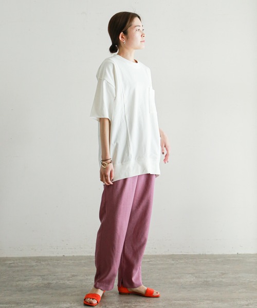 NOMBRE IMPAIR(ノンブルアンペール)の「コーマ天竺 ロングポケTEE(Tシャツ/カットソー・レディース・ホワイト/グレー/グリーン・FREE)」の18枚目の写真