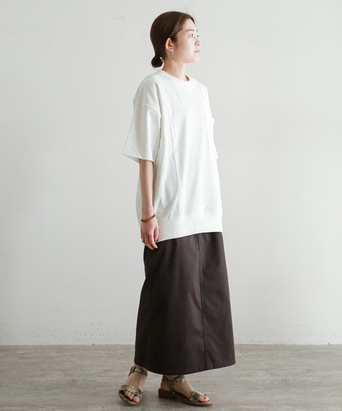 NOMBRE IMPAIR(ノンブルアンペール)の「コーマ天竺 ロングポケTEE(Tシャツ/カットソー・レディース・ホワイト/グレー/グリーン・FREE)」の20枚目の写真