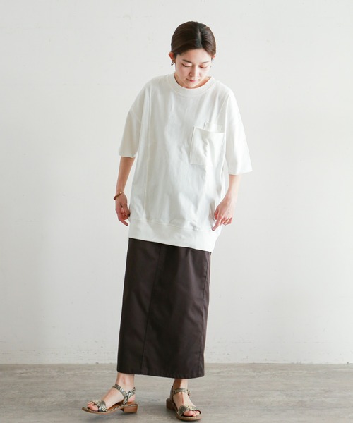 NOMBRE IMPAIR(ノンブルアンペール)の「コーマ天竺 ロングポケTEE(Tシャツ/カットソー・レディース・ホワイト/グレー/グリーン・FREE)」の21枚目の写真