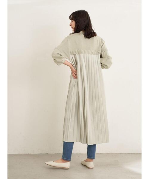 earth music&ecology ビッグポケットワンピース L ベージュ 大きいサイズ ピンタックワンピース earth music&ecology White