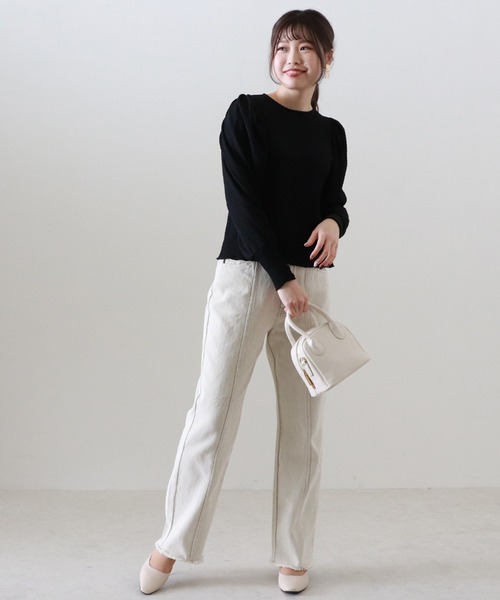 Cheek（チーク）の「楊柳パワショルブラウス（Tシャツ/カットソー・レディース・ブラック/ベージュ/アイボリー・MEDIUM）」の21枚目の写真