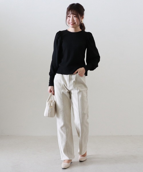 Cheek（チーク）の「楊柳パワショルブラウス（Tシャツ/カットソー・レディース・ブラック/ベージュ/アイボリー・MEDIUM）」の16枚目の写真