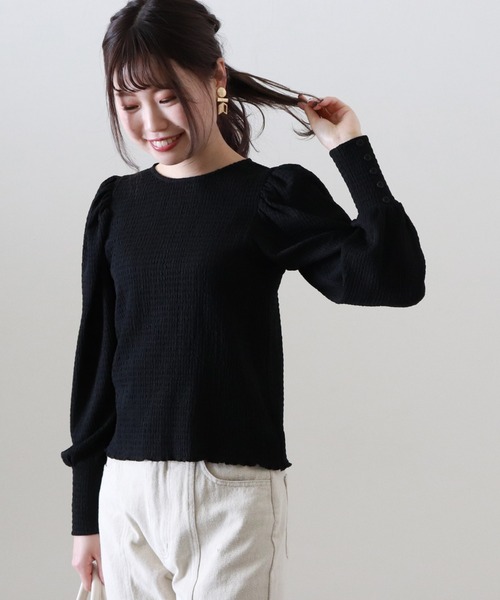 Cheek（チーク）の「楊柳パワショルブラウス（Tシャツ/カットソー・レディース・ブラック/ベージュ/アイボリー・MEDIUM）」の11枚目の写真