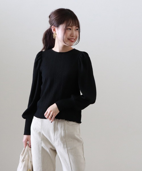 Cheek（チーク）の「楊柳パワショルブラウス（Tシャツ/カットソー・レディース・ブラック/ベージュ/アイボリー・MEDIUM）」の6枚目の写真