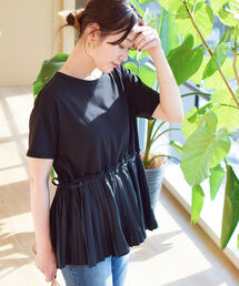 Ray BEAMS | Ray BEAMS / プリーツ キリカエ ハーフスリーブ Tシャツ(Tシャツ/カットソー)