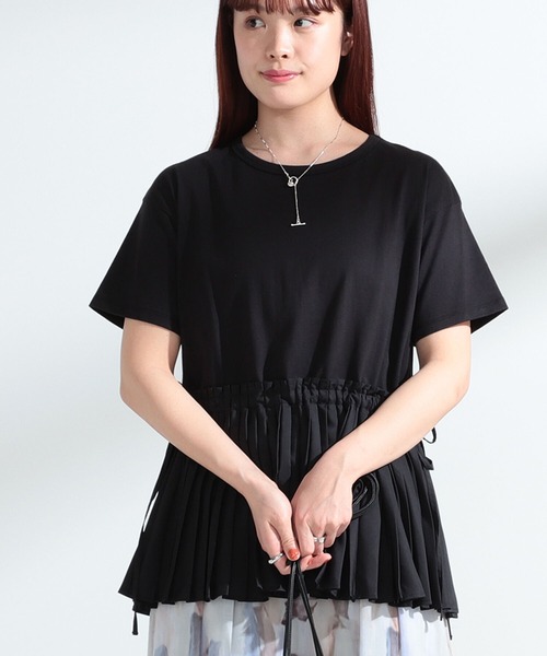 Ray BEAMS（レイビームス）の「Ray BEAMS / プリーツ キリカエ ハーフスリーブ Tシャツ（Tシャツ/カットソー・レディース・ホワイト/ブラック/ダークブラウン・ONE SIZE）」の12枚目の写真