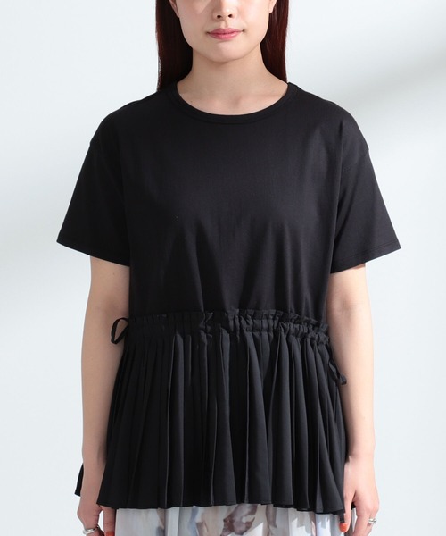 Ray BEAMS（レイビームス）の「Ray BEAMS / プリーツ キリカエ ハーフスリーブ Tシャツ（Tシャツ/カットソー・レディース・ホワイト/ブラック/ダークブラウン・ONE SIZE）」の5枚目の写真