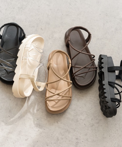 welleg（ウェレッグ）の「レースアップ厚底 華奢ストラップ サンダル（サンダル・レディース・アイボリー/ブラック/ブラウン/ダークブラウン/クリア/ブラック系その他・22.5cm/23.0cm/23.5cm/24.0cm/24.5cm）」の20枚目の写真