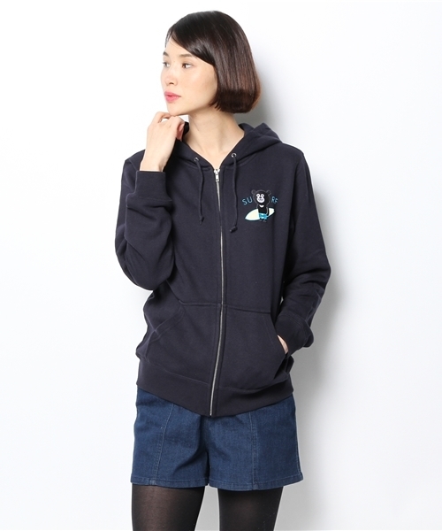 BEAMS T（ビームスティー）の「【SPECIAL PRICE】The Wonderful! design works. / SURF BEAR フルジップ パーカ（パーカー・メンズ・ネイビー/グレー/ブラック・X-SMALL/MEDIUM/SMALL/LARGE/X-LARGE）」の4枚目の写真