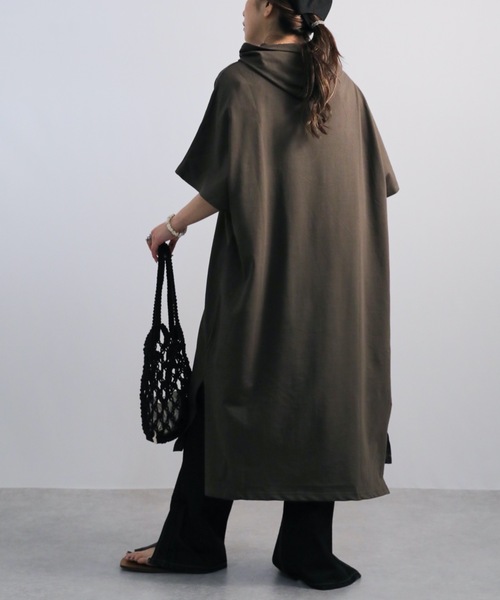 ap retro（アプレトロ）の「ミニ裏毛パーカーワンピース（ワンピース・レディース・ブラック/ベージュ/カーキ/ブルーグリーン/ライトベージュ/チャコール・FREE）」の21枚目の写真