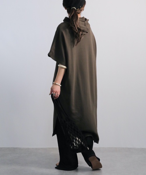 ap retro（アプレトロ）の「ミニ裏毛パーカーワンピース（ワンピース・レディース・ブラック/ベージュ/カーキ/ブルーグリーン/ライトベージュ/チャコール・FREE）」の22枚目の写真