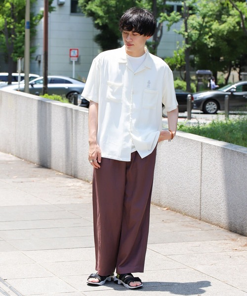 SENSE OF PLACE by URBAN RESEARCH（センスオブプレイスバイアーバンリサーチ）の「シアーヨウリュウオープンカラーシャツ（シャツ/ブラウス・メンズ・チャコールグレー/ブルー/グリーン/ライトベージュ/アイボリー・MEDIUM/LARGE）」の2枚目の写真