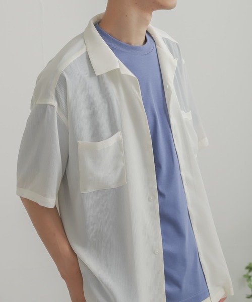 SENSE OF PLACE by URBAN RESEARCH（センスオブプレイスバイアーバンリサーチ）の「シアーヨウリュウオープンカラーシャツ（シャツ/ブラウス・メンズ・チャコールグレー/ブルー/グリーン/ライトベージュ/アイボリー・MEDIUM/LARGE）」の13枚目の写真