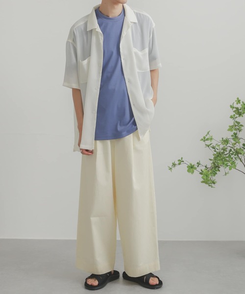 SENSE OF PLACE by URBAN RESEARCH（センスオブプレイスバイアーバンリサーチ）の「シアーヨウリュウオープンカラーシャツ（シャツ/ブラウス・メンズ・チャコールグレー/ブルー/グリーン/ライトベージュ/アイボリー・MEDIUM/LARGE）」の6枚目の写真