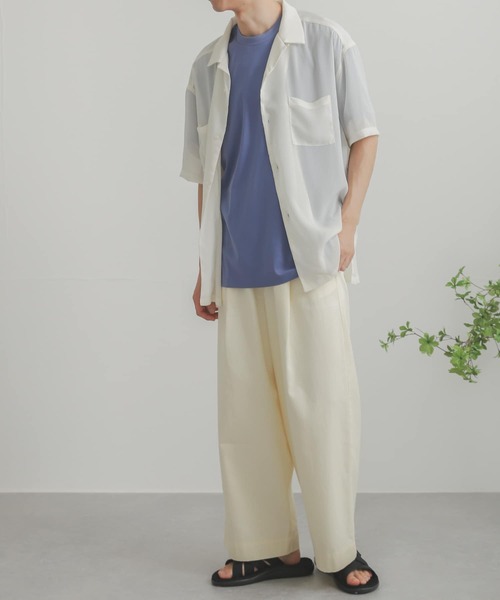 SENSE OF PLACE by URBAN RESEARCH（センスオブプレイスバイアーバンリサーチ）の「シアーヨウリュウオープンカラーシャツ（シャツ/ブラウス・メンズ・チャコールグレー/ブルー/グリーン/ライトベージュ/アイボリー・MEDIUM/LARGE）」の10枚目の写真