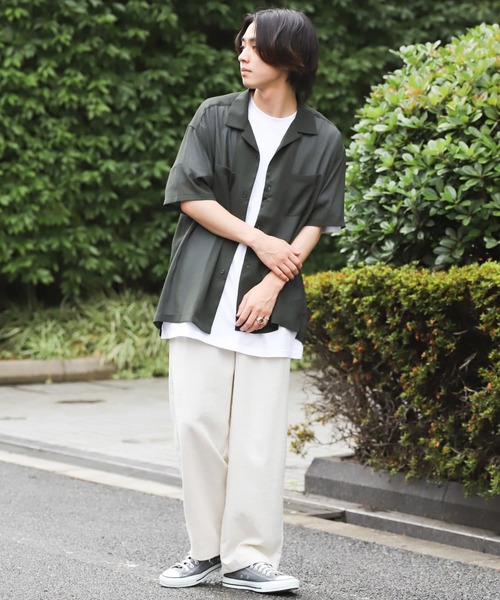 SENSE OF PLACE by URBAN RESEARCH（センスオブプレイスバイアーバンリサーチ）の「シアーヨウリュウオープンカラーシャツ（シャツ/ブラウス・メンズ・チャコールグレー/ブルー/グリーン/ライトベージュ/アイボリー・MEDIUM/LARGE）」の7枚目の写真