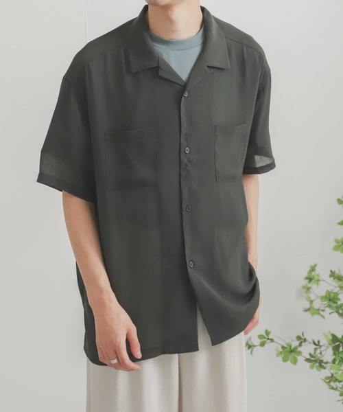 SENSE OF PLACE by URBAN RESEARCH（センスオブプレイスバイアーバンリサーチ）の「シアーヨウリュウオープンカラーシャツ（シャツ/ブラウス・メンズ・チャコールグレー/ブルー/グリーン/ライトベージュ/アイボリー・MEDIUM/LARGE）」の11枚目の写真