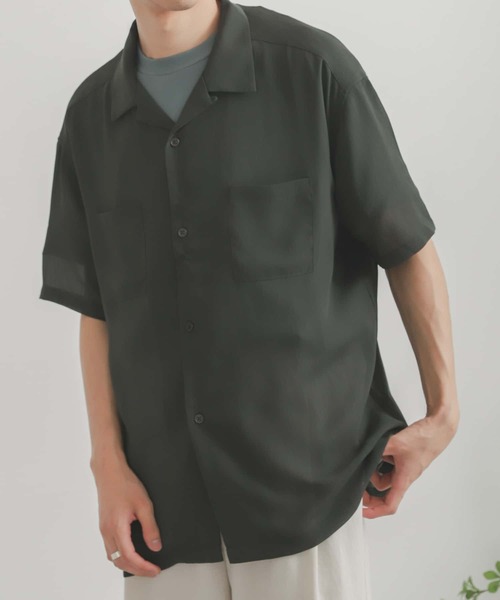 SENSE OF PLACE by URBAN RESEARCH（センスオブプレイスバイアーバンリサーチ）の「シアーヨウリュウオープンカラーシャツ（シャツ/ブラウス・メンズ・チャコールグレー/ブルー/グリーン/ライトベージュ/アイボリー・MEDIUM/LARGE）」の21枚目の写真