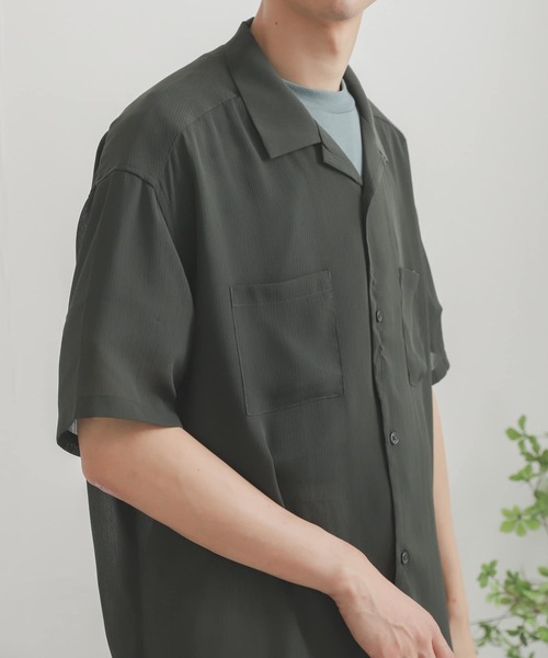 SENSE OF PLACE by URBAN RESEARCH（センスオブプレイスバイアーバンリサーチ）の「シアーヨウリュウオープンカラーシャツ（シャツ/ブラウス・メンズ・チャコールグレー/ブルー/グリーン/ライトベージュ/アイボリー・MEDIUM/LARGE）」の15枚目の写真