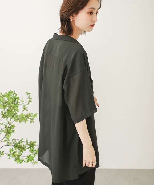 SENSE OF PLACE by URBAN RESEARCH（センスオブプレイスバイアーバンリサーチ）の「シアーヨウリュウオープンカラーシャツ（シャツ/ブラウス・メンズ・チャコールグレー/ブルー/グリーン/ライトベージュ/アイボリー・MEDIUM/LARGE）」の19枚目の写真