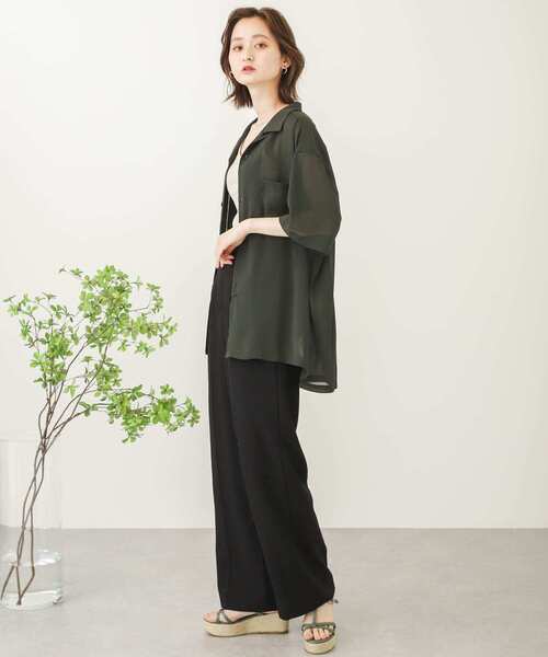 SENSE OF PLACE by URBAN RESEARCH（センスオブプレイスバイアーバンリサーチ）の「シアーヨウリュウオープンカラーシャツ（シャツ/ブラウス・メンズ・チャコールグレー/ブルー/グリーン/ライトベージュ/アイボリー・MEDIUM/LARGE）」の12枚目の写真