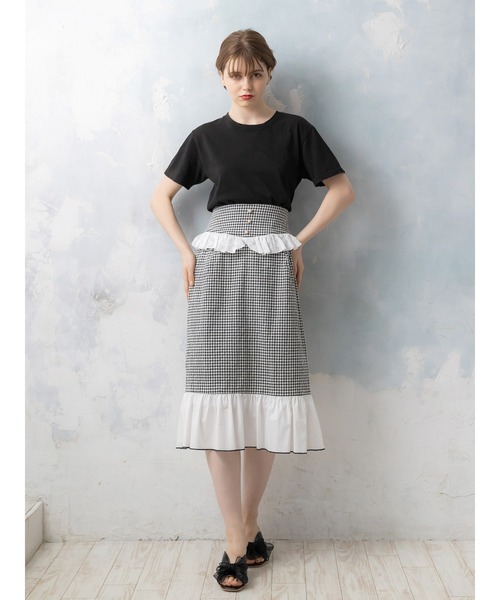 Honey Salon（ハニーサロン）の「ハイウエストギンガムスカート（スカート・レディース・ブラック/ベージュ・FREE）」の10枚目の写真