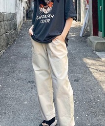 [ウエストゴム] コットン ストレート パンツ