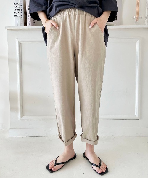 CEMONEMO（セモネモ）の「[ウエストゴム] コットン ストレート パンツ（チノパンツ・レディース・ベージュ/カーキ/アイボリー・FREE）」の8枚目の写真