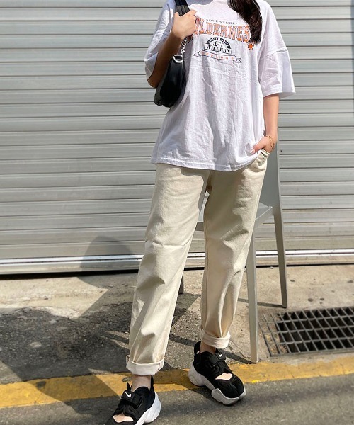CEMONEMO（セモネモ）の「[ウエストゴム] コットン ストレート パンツ（チノパンツ・レディース・ベージュ/カーキ/アイボリー・FREE）」の13枚目の写真
