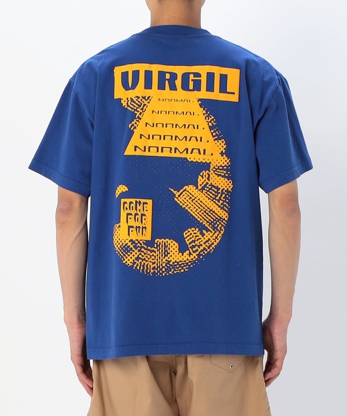 VIRGIL NORMAL（ヴァージルノーマル）の「【VIRGIL NORMAL】プリントＴシャツ STAY POSITIVE MEN（Tシャツ/カットソー・メンズ・ネイビー・LARGE/MEDIUM）」の6枚目の写真