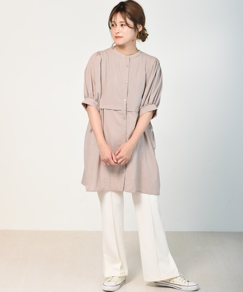 RETRO GIRL（レトロガール）の「５分袖切替チュニックシャツ（シャツ/ブラウス・レディース・ライトブルー/オフホワイト/ライトベージュ/ライトグリーン・FREE）」の21枚目の写真