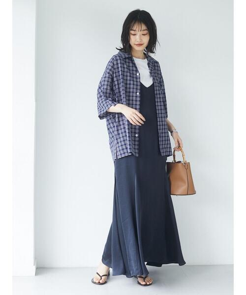 CRAFT STANDARD BOUTIQUE(クラフトスタンダードブティック)の「麻混半袖オープンカラーシャツ *(シャツ/ブラウス・メンズ・グリーン系その他2/ブルー系その他/ストライプ/レッド系その他・LL/M/L)」の12枚目の写真