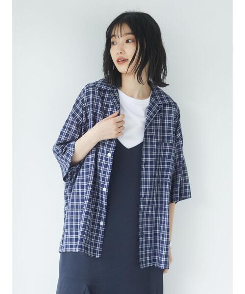 CRAFT STANDARD BOUTIQUE(クラフトスタンダードブティック)の「麻混半袖オープンカラーシャツ *(シャツ/ブラウス・メンズ・グリーン系その他2/ブルー系その他/ストライプ/レッド系その他・LL/M/L)」の15枚目の写真